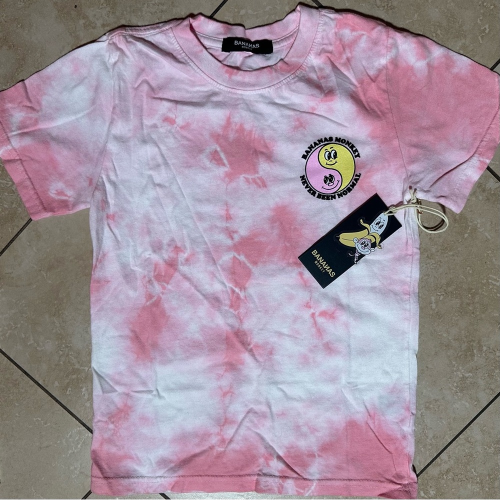 Bananas Monkey NWT Kids 7 / Large  Pink Yin-Yang Tye Dye Shirt Tee - NEW!